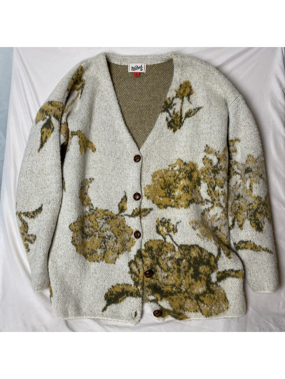 Woolrich x Target cream floral cardigan sweater